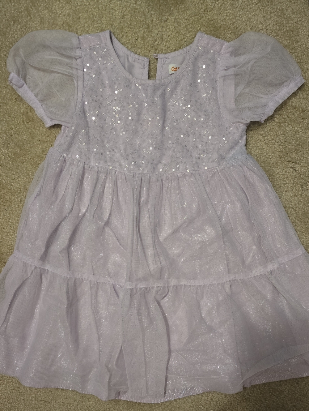 Lavender Purple Sequin Shimmer Tiered Tulle Dress